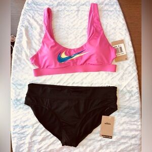 Nike Women's Vibrant Pink and Classic Black Bikini